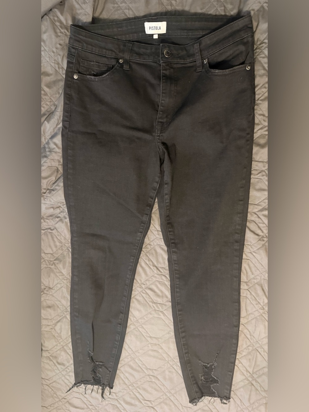 pistola Black Skinny Jeans with Raw Hem